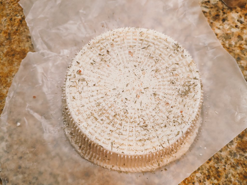 Thyme, basil and Himalayan salt  🐐 🧀 
#diy #cheese #homestead