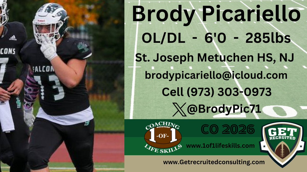 Brody Picariello - CO 2026 - OL/DL - 6'0, 285 - 3.68 GPA - Strong, tough, athletic, bends well - St. Joseph Metuchen HS, NJ - Profile: getrecruitedconsulting.com/recruit/brody-… @BrodyPic71 @1of1lifeskills @VILLEfb @Vulcanfooball @KUBearsFootball @SURamsFootball @LHY_Football @ShipFootball