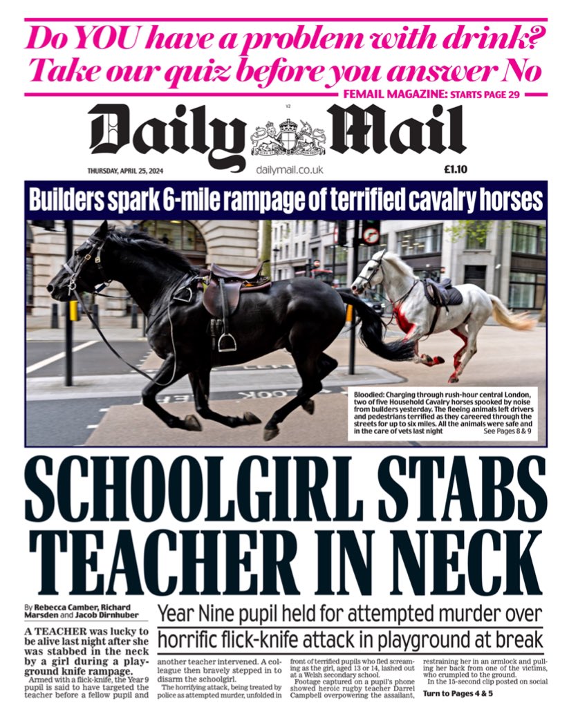 Introducing #TomorrowsPapersToday from: #DailyMail Schoolgirl stabs teacher in neck Check out tscnewschannel.com/the-press-room… for a full range of newspapers. #buyanewspaper #TomorrowsPapersToday #buyapaper #pressfreedom #journalism