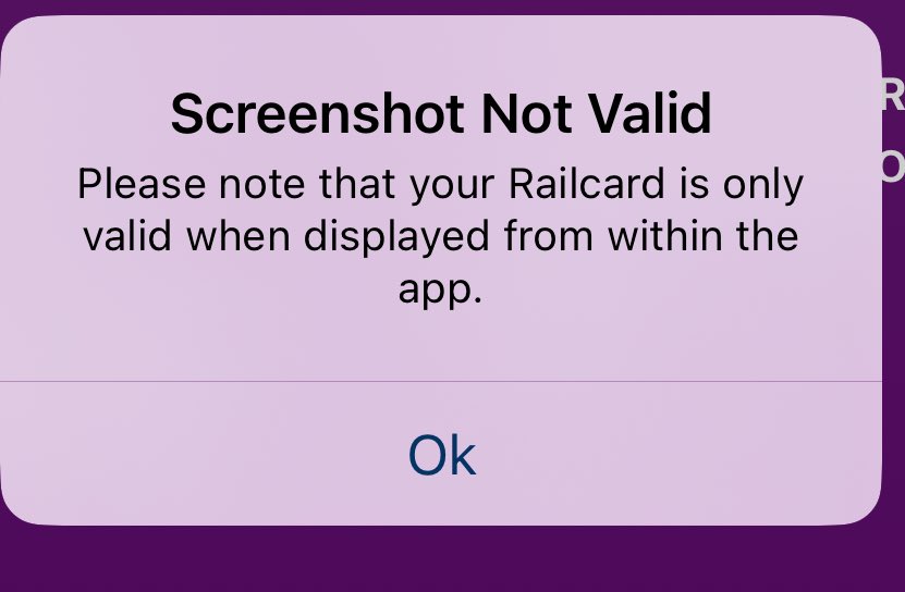 @jackfifield @northernassist The other issue is with a digital railcard, has to be shown to a guard directly from app, as it states screencap not valid even though it shows photo & QR code, too often there’s no reception / WiFi on routes to allow app to open & reveal QR / photo 🤷🏻‍♀️ You’re assumed to be lying