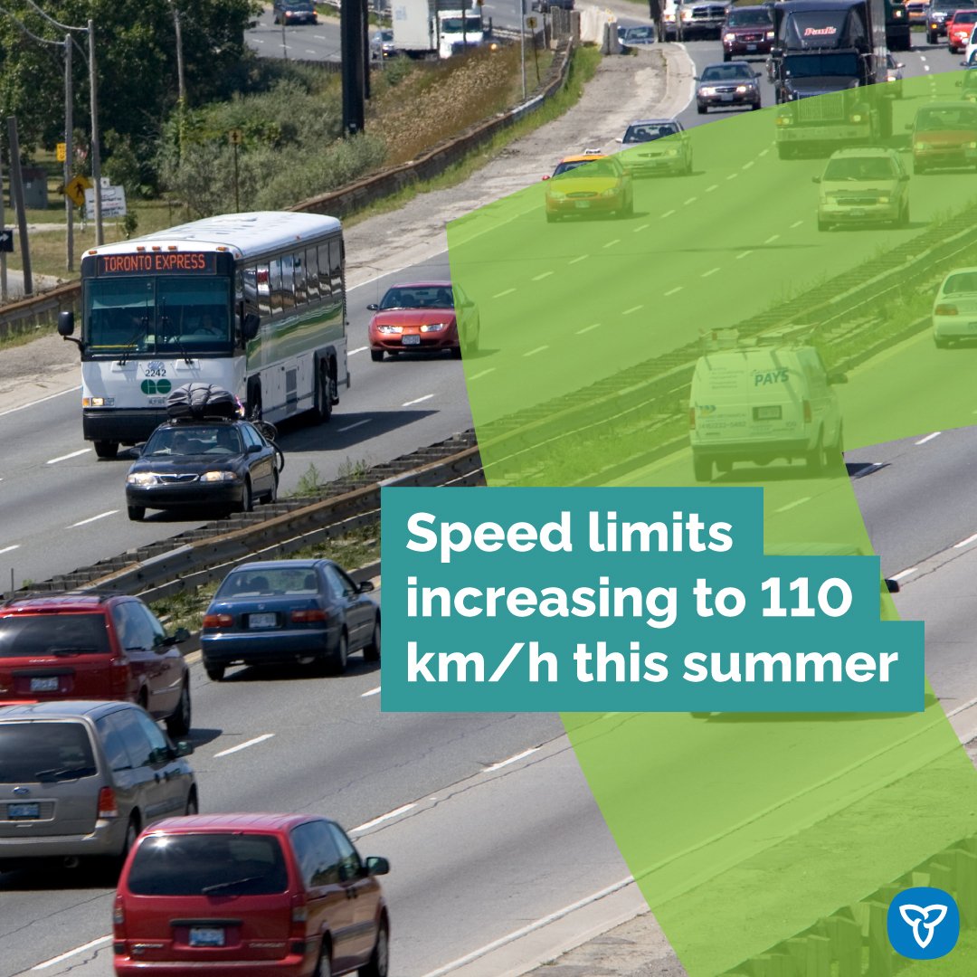 We’re making life more convenient for Ontario drivers. Starting July 12, we are raising the speed limit permanently from 100 km/h to 110 km/h on ten additional sections of provincial highways in northern and southern Ontario! news.ontario.ca/en/release/100…