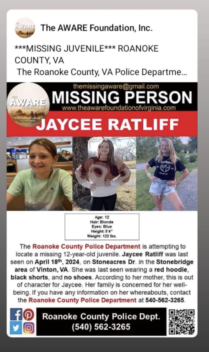 #Missing #missingGIRL #Roanoke #Virginia #MissingChild