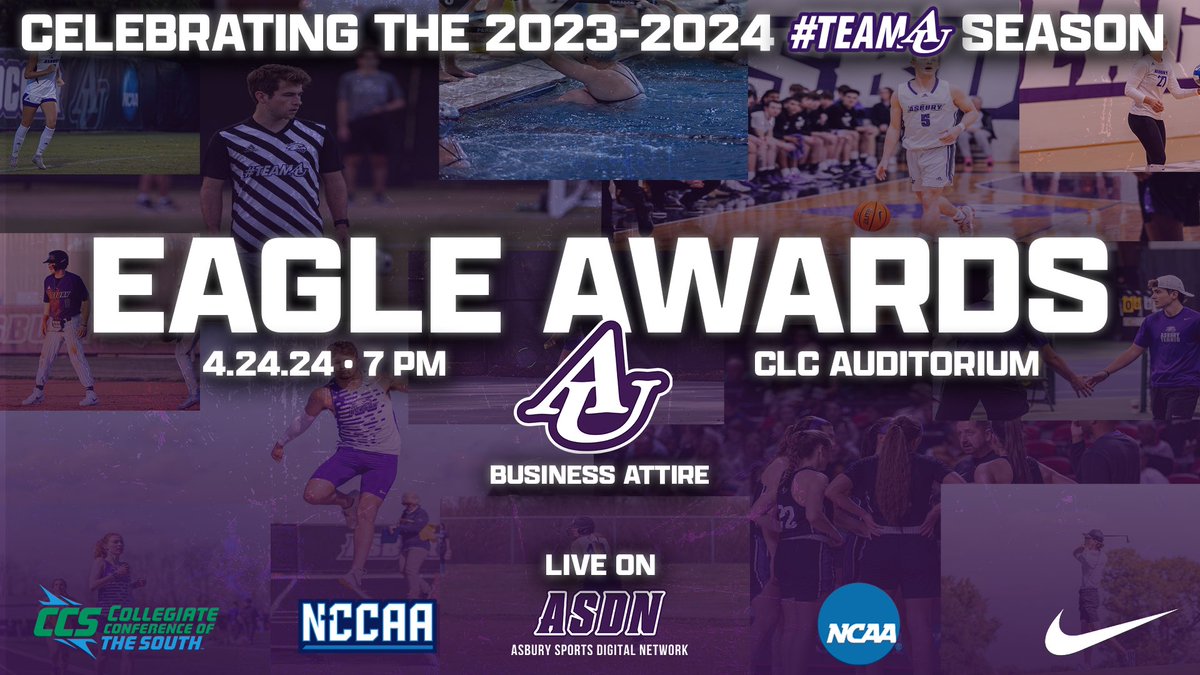 NEWS | Eagle Awards Tonight at 6:30 pm‼️

Tune into the biggest TeamAU celebration of the year 🤩🍿🤩🍿
•
We want to celebrate student-athletes, coaches, and staff for a full school year of serving, training, and competing for His glory. Tune in‼️
•
🎥➡️ asburyeagles.com/news/2024/4/22…
