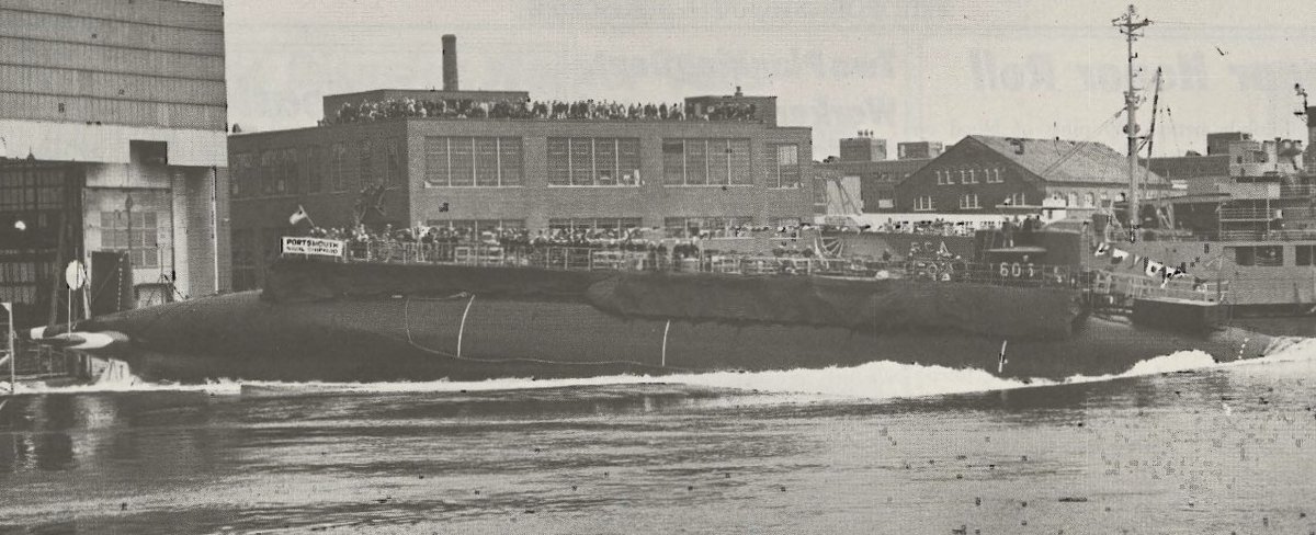 #OTD 1963: Built at Portsmouth Naval Yard in Kittery, Maine, the USS Jack (SSN 605) was launched. She was sponsored by Mrs. Grace Groves, the wife of Lt. Gen. Leslie Groves, who had been the head of the Manhattan Project. She was commissioned on March 31, 1967. #submarine
