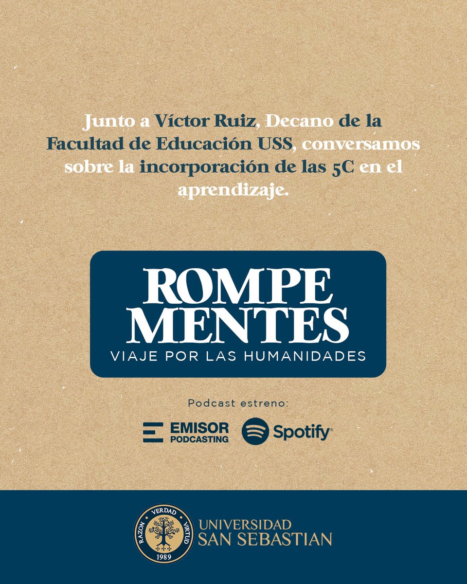 ¿Qué habilidades crees que necesitan los estudiantes para los desafíos del futuro? 🤔 👉 Descubre más en la nueva temporada de #RompeMentes a través de Emisor Podcasting y Spotify open.spotify.com/episode/0MqYtf… Presenta: @USanSebastian