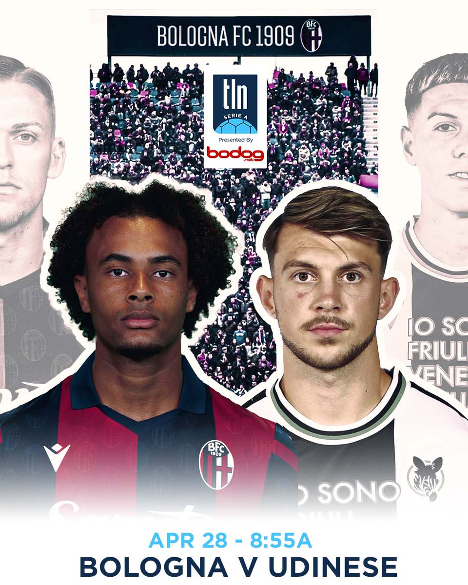 🇮🇹 #BolognaUdinese 📺 Live on @TLNTV this Sunday, April 28 at 8:55A ⚽️ Presented by @BodogCA #makeaplay