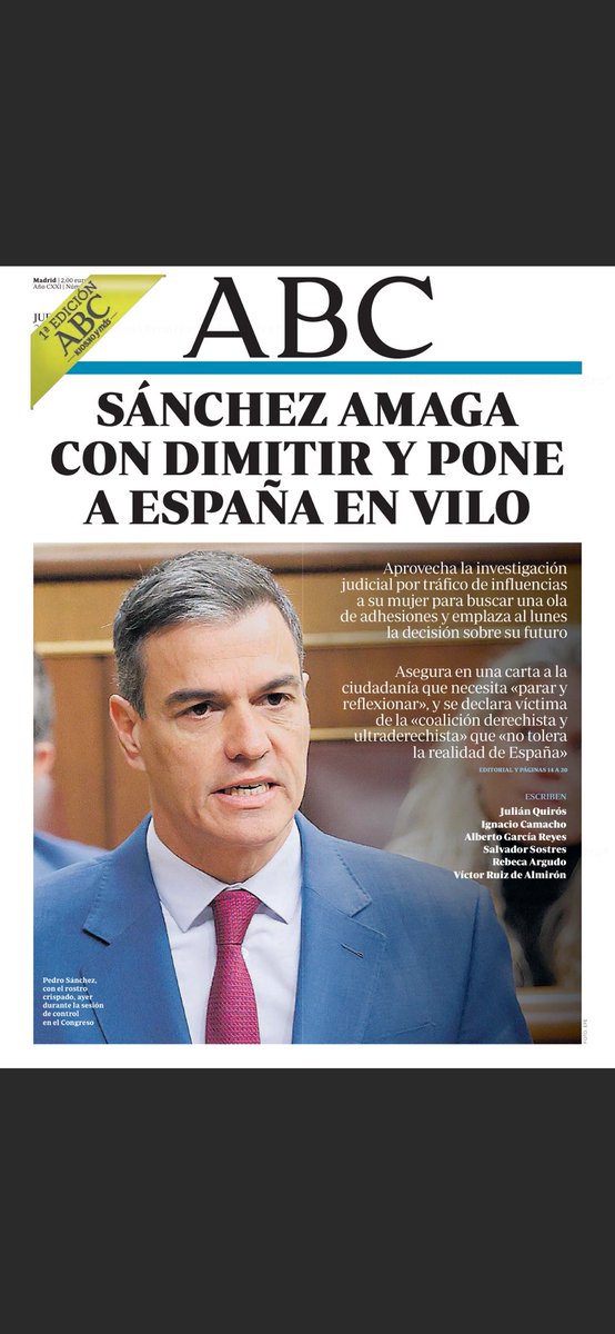 La portada de ABC de mañana.