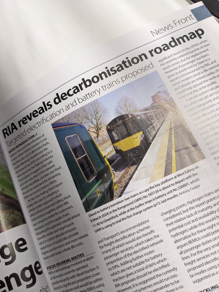 Great to see this month's @Modern_Railways going in hard on #electrification... reporting on the important RIA strategic electrification and rolling stock report. Get it here #electrifyAllTheThings riagb.org.uk/ALCHPNZRW24