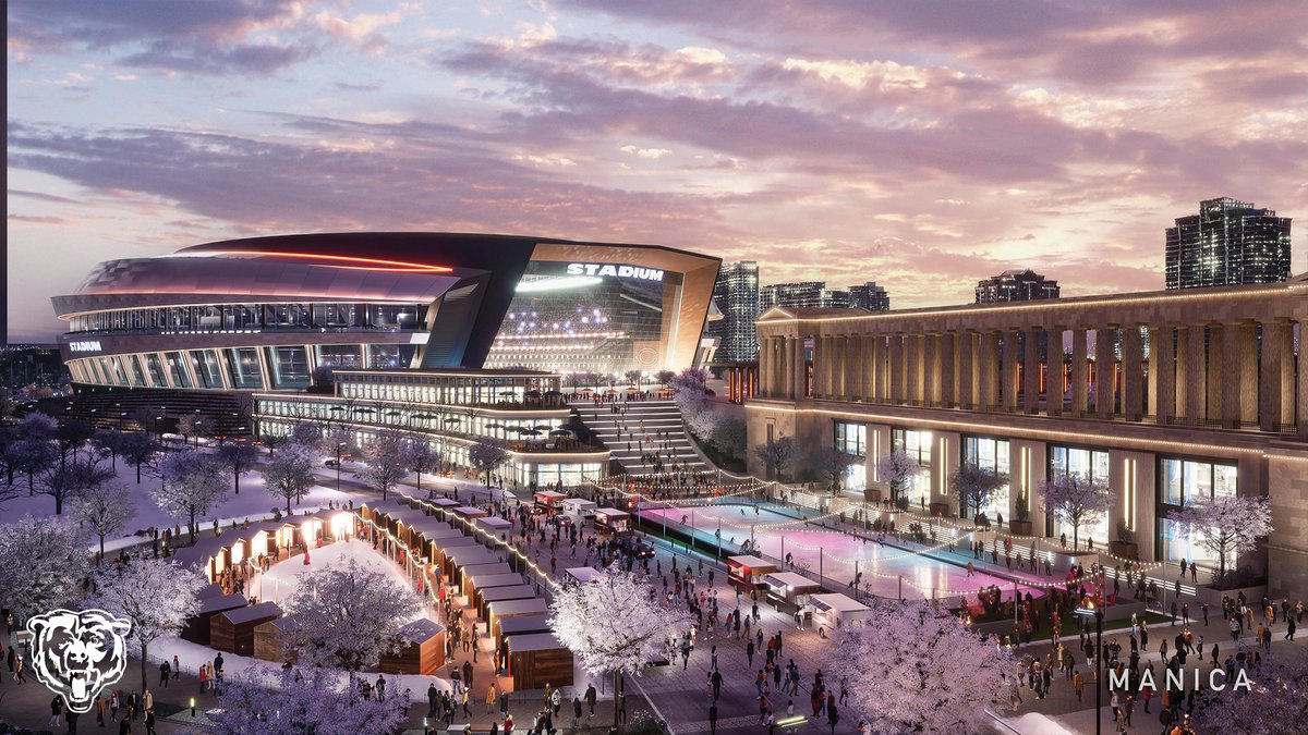 The @ChicagoBears have announced a $4.6B project to build a fixed-roof domed stadium on the lakefront, along with additional green space and access to the lakefront on the Museum Campus 🤩🏟️ 🗞️: ow.ly/yM4W50Rnxji.