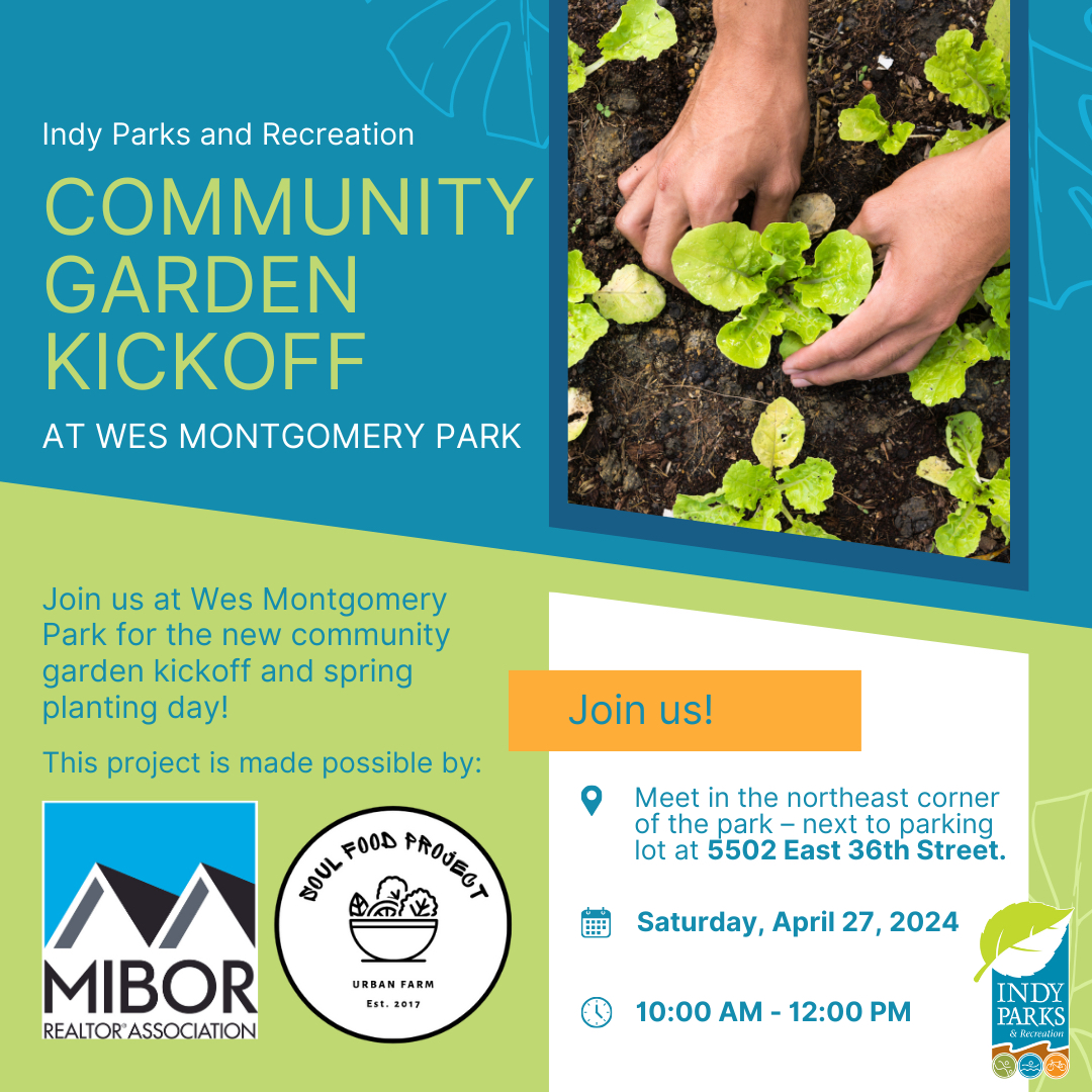 THIS SATURDAY, come by for the kick-off of the Wes Montgomery Community Garden alongside @mibor_realtors

Hope to see you there!

 #WesMontgomeryPark #IndyParks #GreenSpaces #NeighborhoodPartnerships #CommunityGarden #UrbanGardening