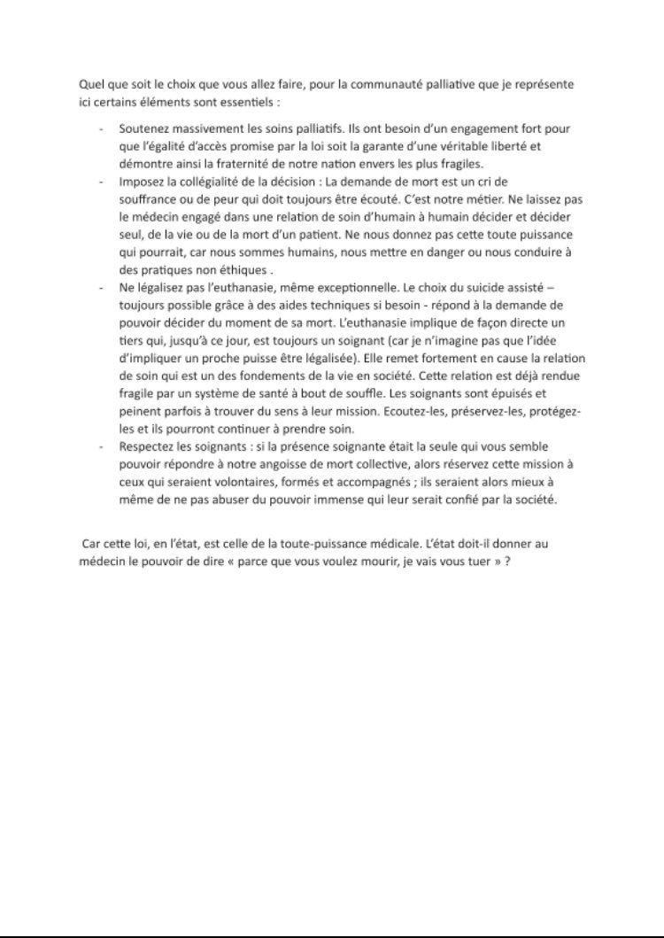 Audition à l'assemblée devant la commission spéciale fin de vie. J'ai essayé de trouver les mots pour dire l'expérience des acteurs de soins palliatifs mais... Ont-ils envie d'entendre ?