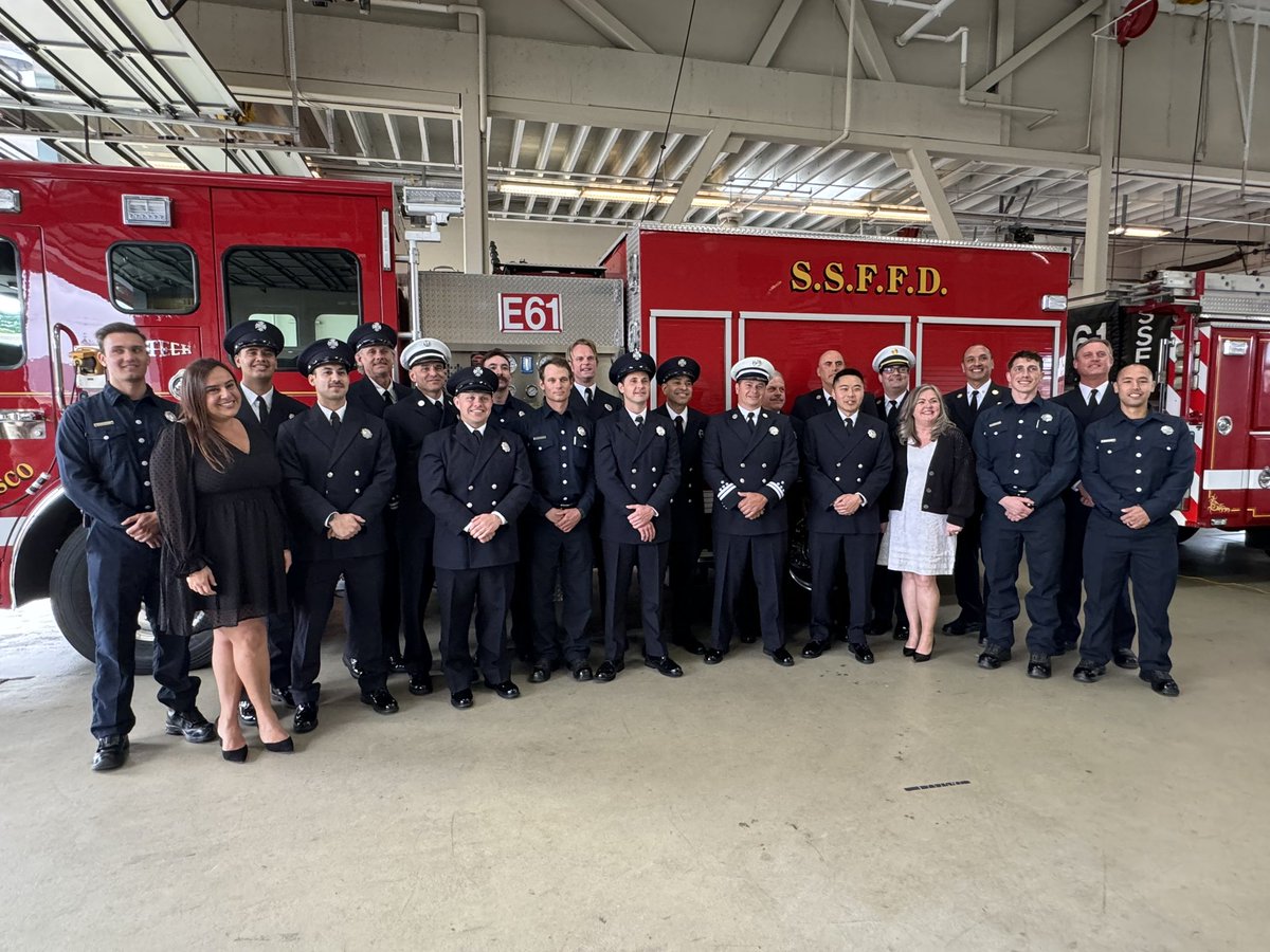 Congratulations to @SSFFire and our 24 newly hired and promoted fire team members! Thank you for all you do to keep our city safe! #firefighters #southsanfrancisco #bayarea