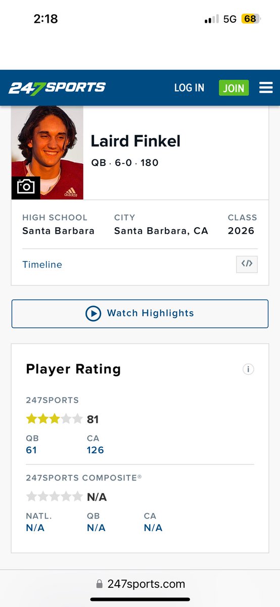 Thank you at <a href="/247Sports/">247Sports</a> for rating me as a three star. Looking forward to a great season with <a href="/SB_DonsFootball/">Santa Barbara High School Football</a>. <a href="/GregBiggins/">Greg Biggins</a> <a href="/BrandonHuffman/">Brandon Huffman</a> <a href="/Throw_2_Win/">Coach Sam Fisher</a>