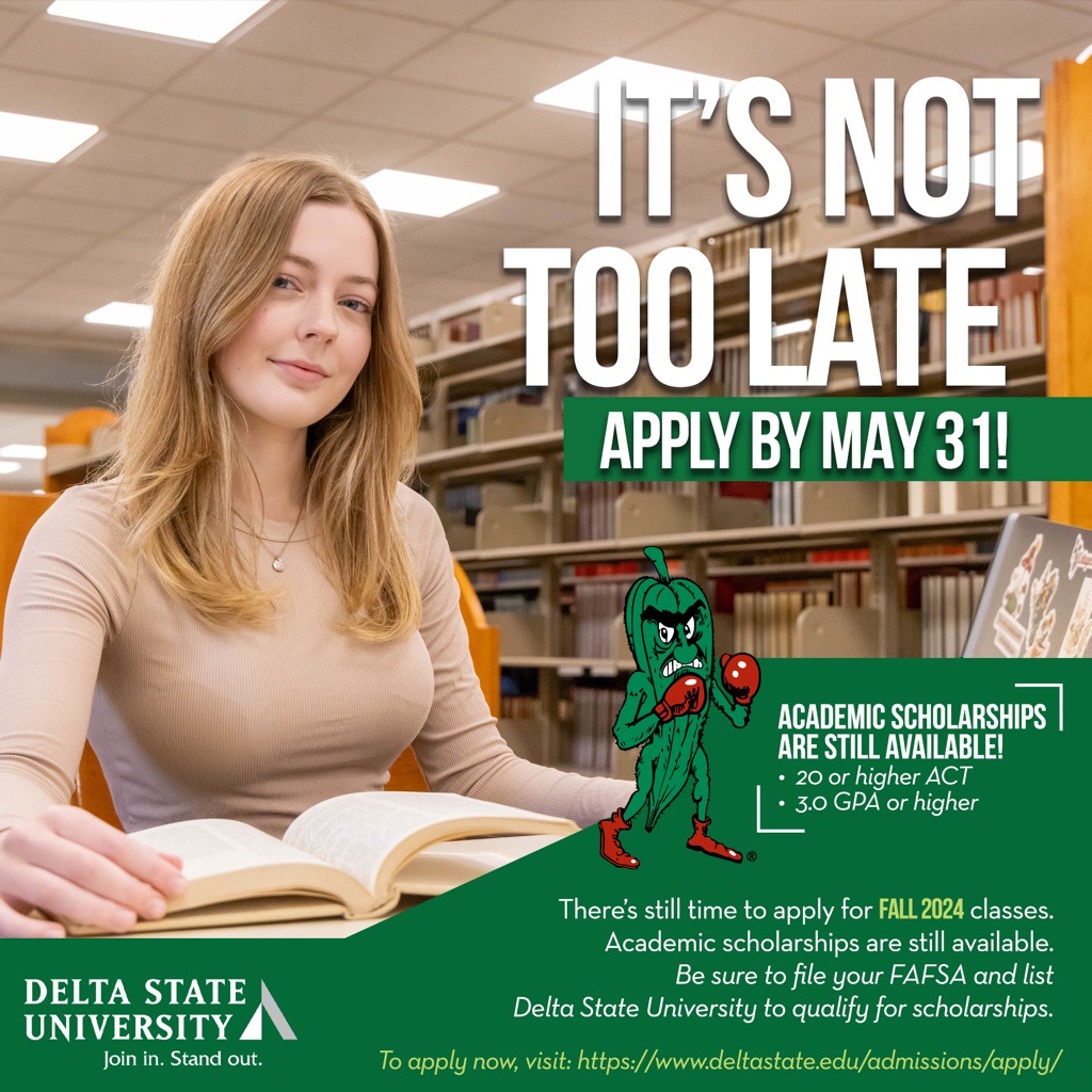 DeltaState's tweet photo. There's still time to apply for Fall 2024 admission at Delta State with academic scholarships still available!
Apply here: https://t.co/4fxQ9qjEEp
#joininstandout | #dsufamily https://t.co/scKGa0UUqX