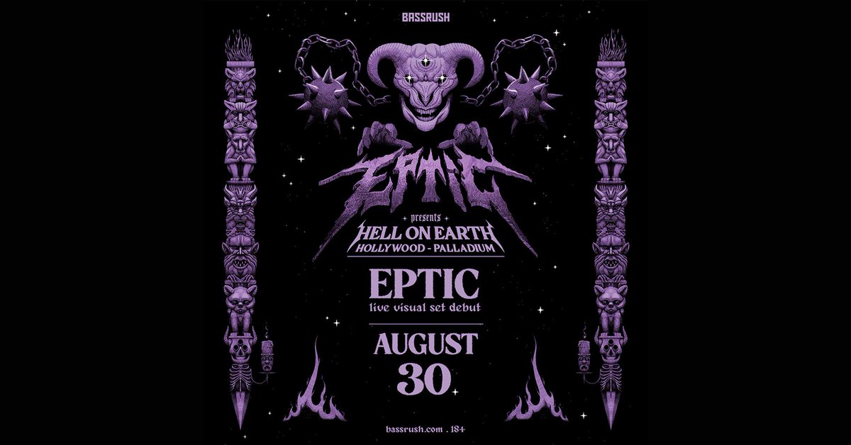 JUST ANNOUNCED 💀 @Eptic Presents: Hell On Earth at the Hollywood Palladium on August 30th! 🔥 Presale starts Thursday 4/25 at 10AM. Use code: RIFF 🔥 Tickets go on sale on Friday 4/26 at 10AM. 🔗 More info: livemu.sc/4da8GxA