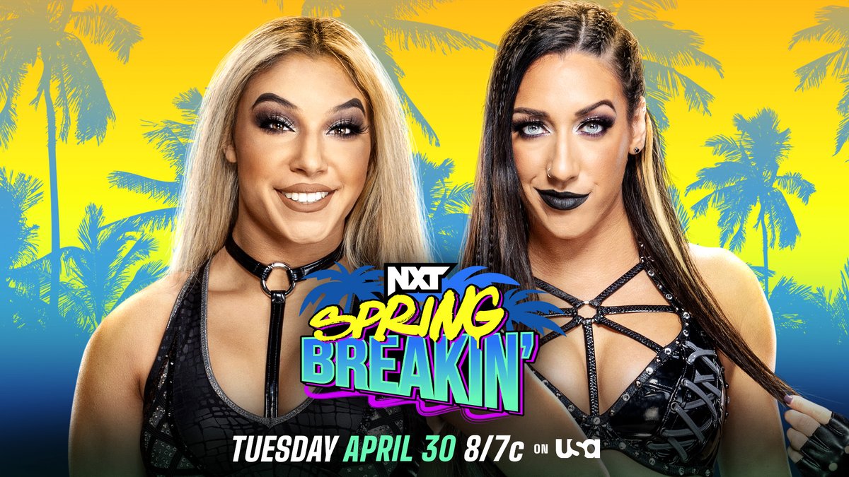 NEXT WEEK at Week TWO of #NXTSpringBreakin 👊 @NatbyNature vs. @lolavicewwe - #NXTUnderground Match 👀 @Obaofwwe vs. @Ivar_WWE - North American Title Match ⏳ @WWEFrazer & @Axiom_WWE vs. AOP - NXT Tag Title Match 😡 @theahail_wwe vs. @jacyjaynewwe 📺 8/7c on @USANetwork