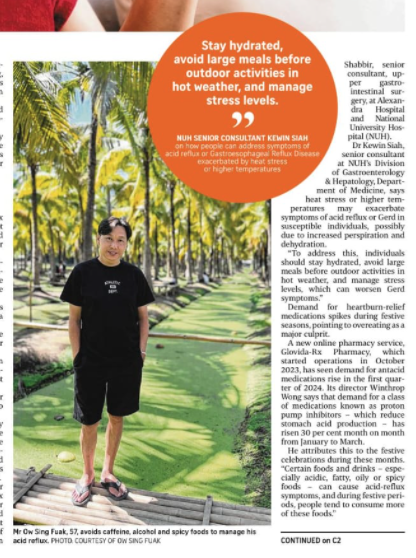 Thrilled to participate in a #GERD awareness feature in the local broadsheet @straits_times. Grateful to my patient for sharing their journey! straitstimes.com/life/festive-o… #DGBI