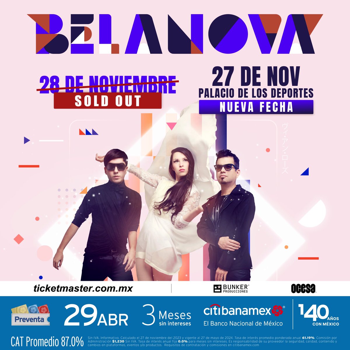 ocesa_pop's tweet photo. ¡CDMX! Tendremos una noche más del electropop más rosa! 💖✨ Nos vemos el 27 de noviembre en el Palacio de los Deportes.💓

#PreventaCitibanamex: 29 de abril.
Venta general a partir del 30 de abril. https://t.co/JtVXdR9jNM