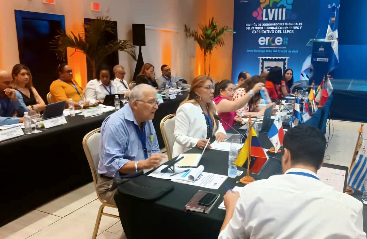 Estamos en la 58º reunión de Coordinadores Nacionales del Laboratorio Latinoamericano de Evaluación de la Calidad de la Educación, República Dominicana. Debatimos sobre la implementación del Estudio Regional Comparativo y Explicativo (ERCE 2025). #SembrandoPatria @NicolasMaduro