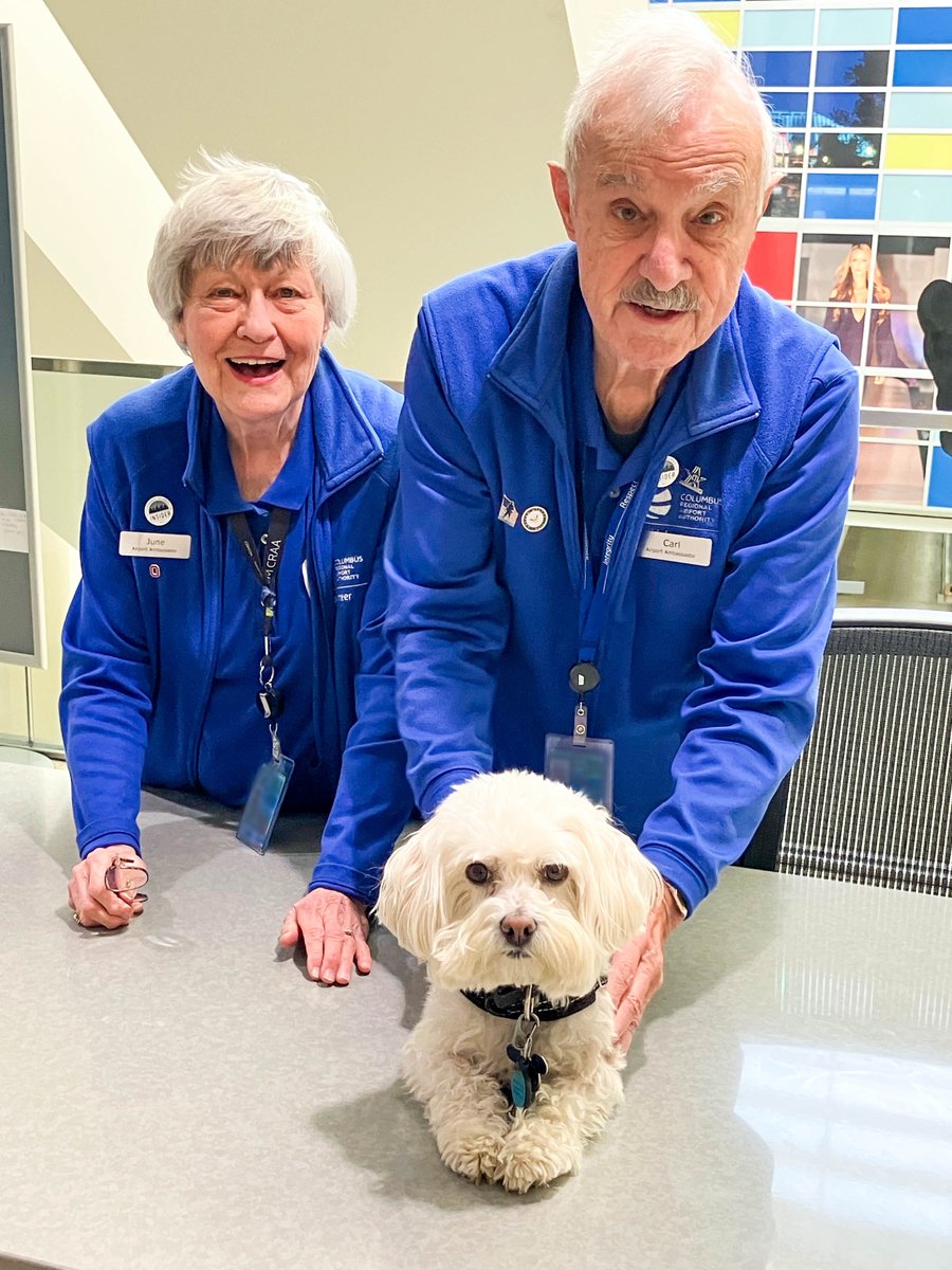 This #NationalVolunteerWeek, we're shouting a big THANK YOU to our volunteers! We're so grateful for all they do. ❤️🐾 Pictured are three of our volunteers – ambassadors, June and Carl, with Paw Force One pup, Rudy (handler Ellen is taking the photo). #ThankYouVolunteers