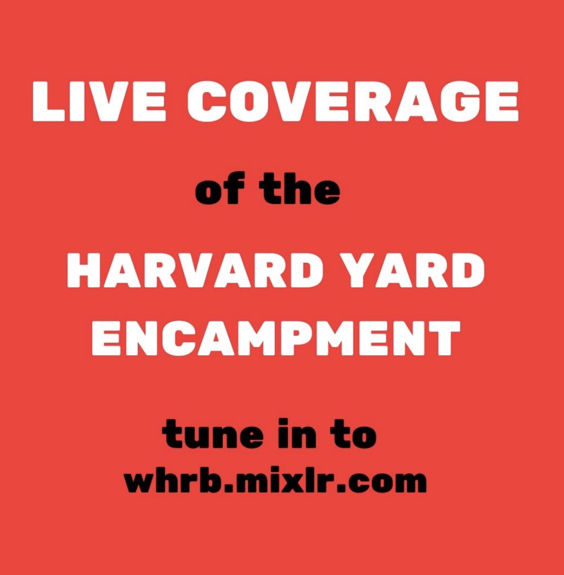 WHRB's tweet image. whrb.mixlr.com for live news coverage