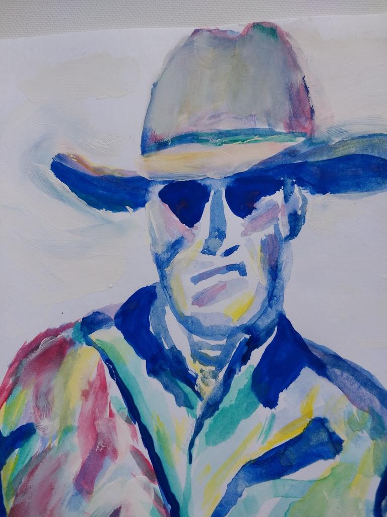 Shady Cowboy painting #impressionistartist #Western #SouthwestArt #Cowboys #gouache  #shady