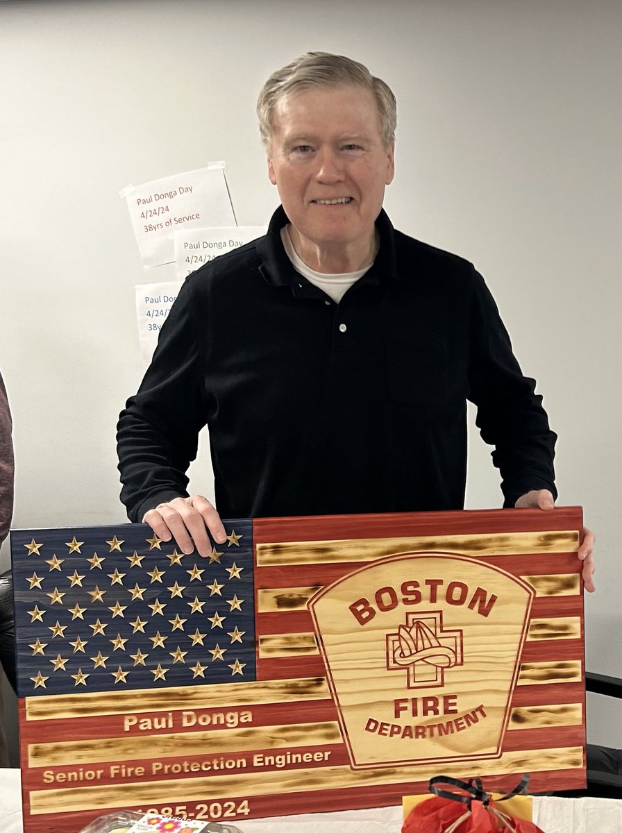 Senior Fire Prevention Engineer Paul Donga retired today after thirty-nine years of service to the city of Boston. Congratulations Paul, you will be greatly missed.