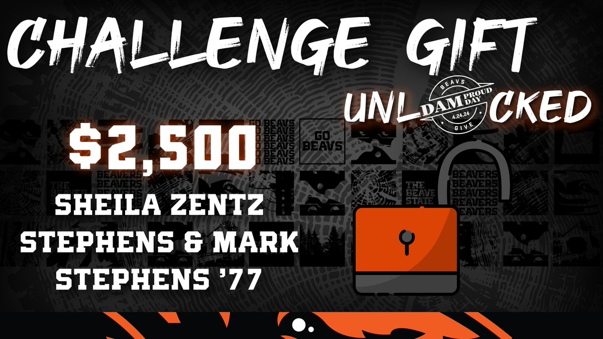 We have unlocked our first challenge gift! $2,500 was unlocked after 50 donations. Keep the momentum going and donate now! bit.ly/dpd_sb #DamProudDay #BeavsGive