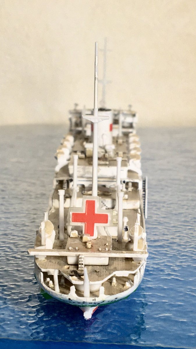 特設病院船氷川丸です。日本郵船貨客船として1928年11月横浜船渠で起工