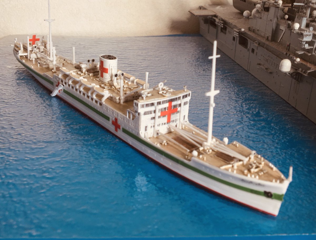 特設病院船氷川丸です。日本郵船貨客船として1928年11月横浜船渠で起工