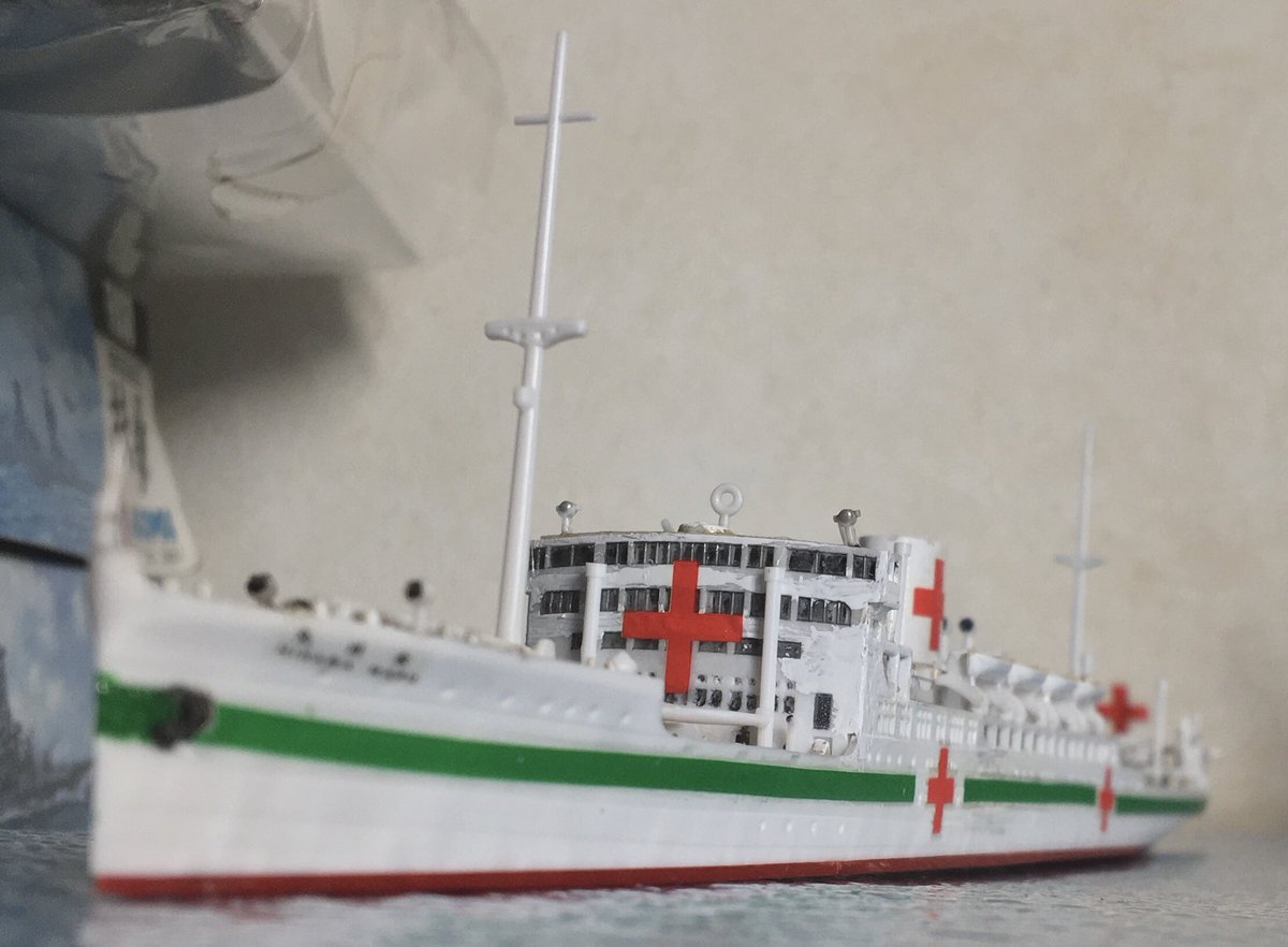 特設病院船氷川丸です。日本郵船貨客船として1928年11月横浜船渠で起工