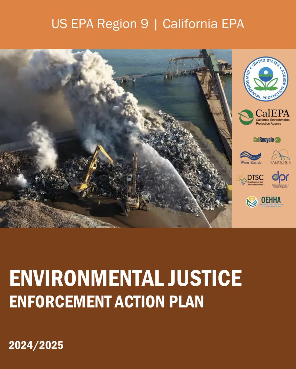 Today, @EPAregion9 and CalEPA released a plan for joint enforcement work to protect CA communities overburdened by pollution. The 2024/25 Action Plan builds on the groundbreaking federal-state partnership that was launched in 2021. Learn more: calepa.ca.gov/2024/04/24/pre…
