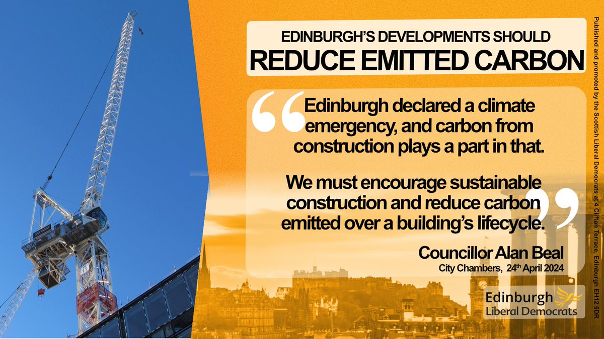 On Wednesday, Cllr Beal called for ambitious carbon benchmarking for construction in Edinburgh, to help tackle the #ClimateEmergency.