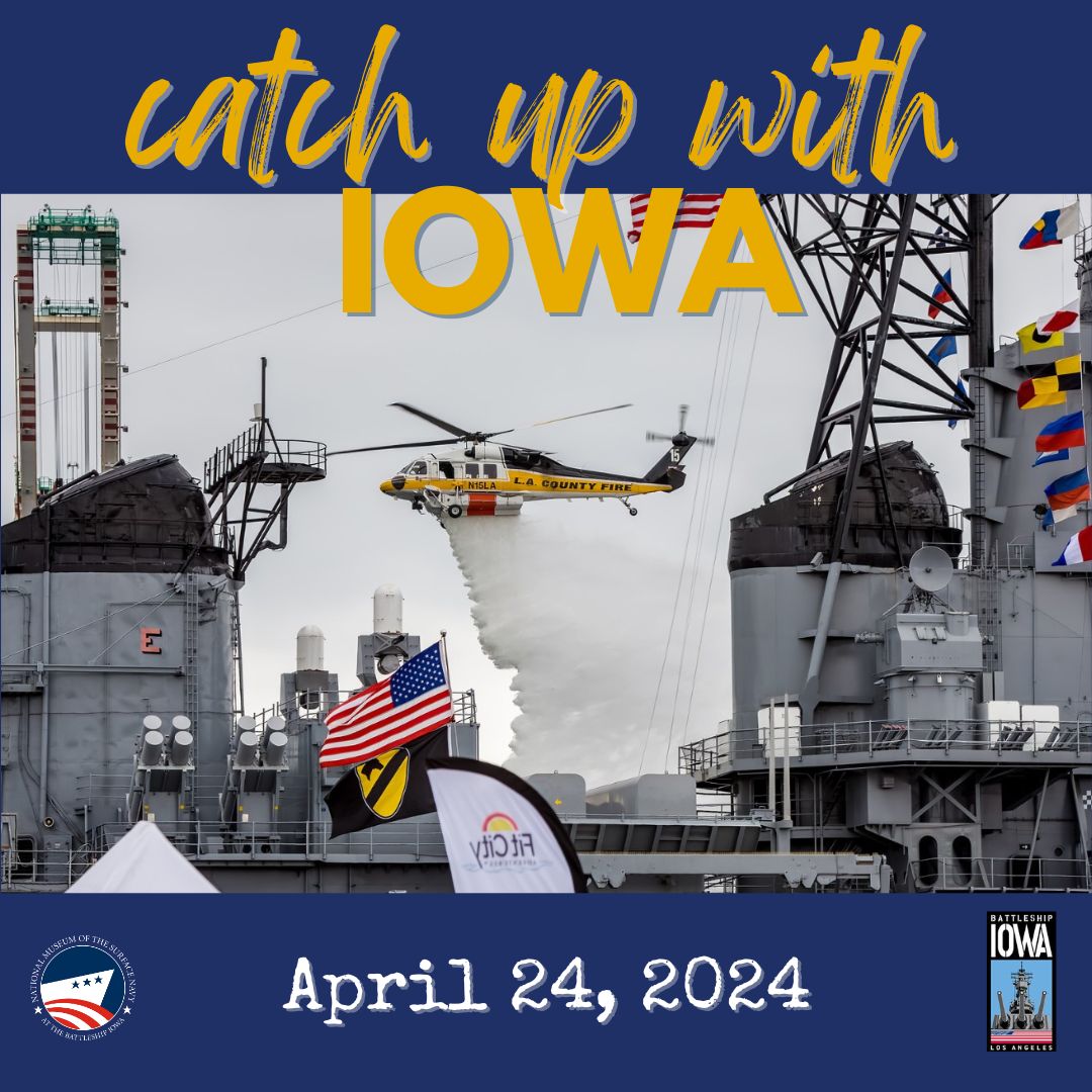 @lafleetweek is a month away. Get a preview in this week's Museum Update.

pacificbattleship.com/museum-update-…

#LAFleetWeek #LAFleetWeek2024 #BattleshipIOWA #SurfaceNavyMuseum #Navy #Army #Marines #MarineCorps #CoastGuard #firstresponders