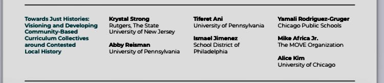 Tiferet Ani (@tmalkaa) on Twitter photo Congratulations #SpencerVisionGrant 2023 awardees! spencer.org/news/2023-spen… <a href="/misskstrong/">Krystal Strong</a> @ReismanAbby <a href="/Teacherishx/">Ismael Jimenez</a> <a href="/MikeAfricaJr/">Mike Africa Jr.</a> #TowardJustHistories Congratulations #SpencerVisionGrant 2023 awardees! spencer.org/news/2023-spen… <a href="/misskstrong/">Krystal Strong</a> @ReismanAbby <a href="/Teacherishx/">Ismael Jimenez</a> <a href="/MikeAfricaJr/">Mike Africa Jr.</a> #TowardJustHistories