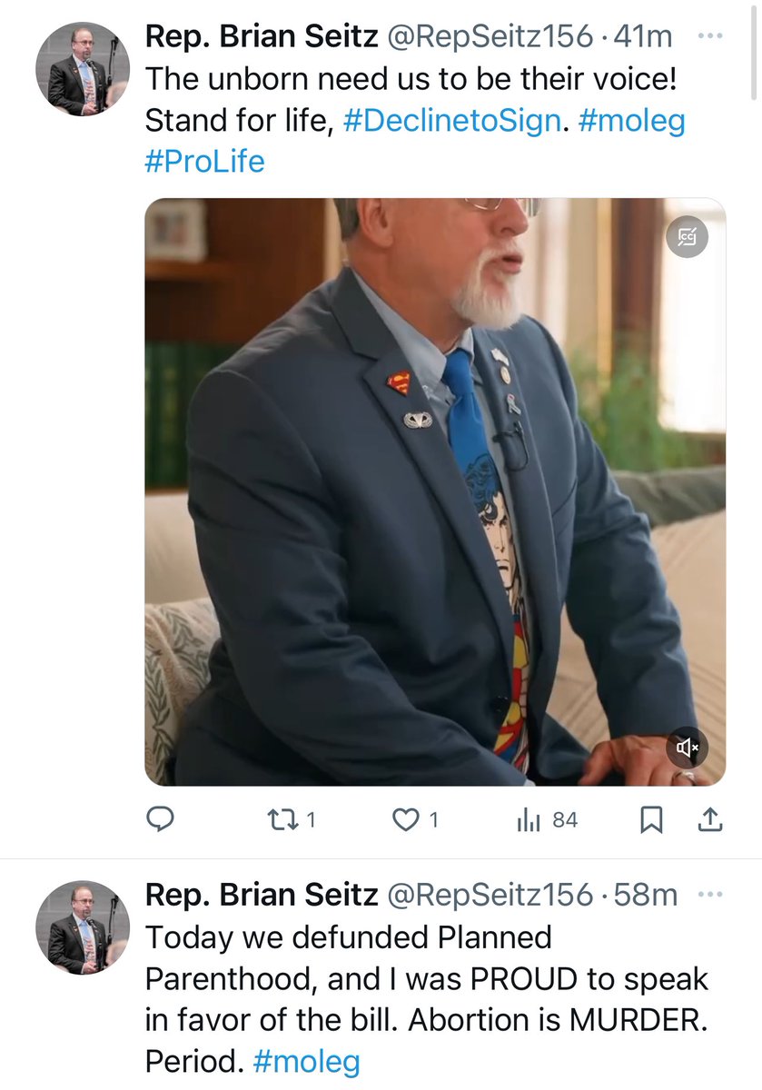 In one day @RepSeitz156 posted these. First, it was his turn to sit at the scene read the same gaslighting script. Second, the fact that even though PP cannot perform abortions he is proud that he and the @MissouriGOP made it impossible for poor women to get healthcare.