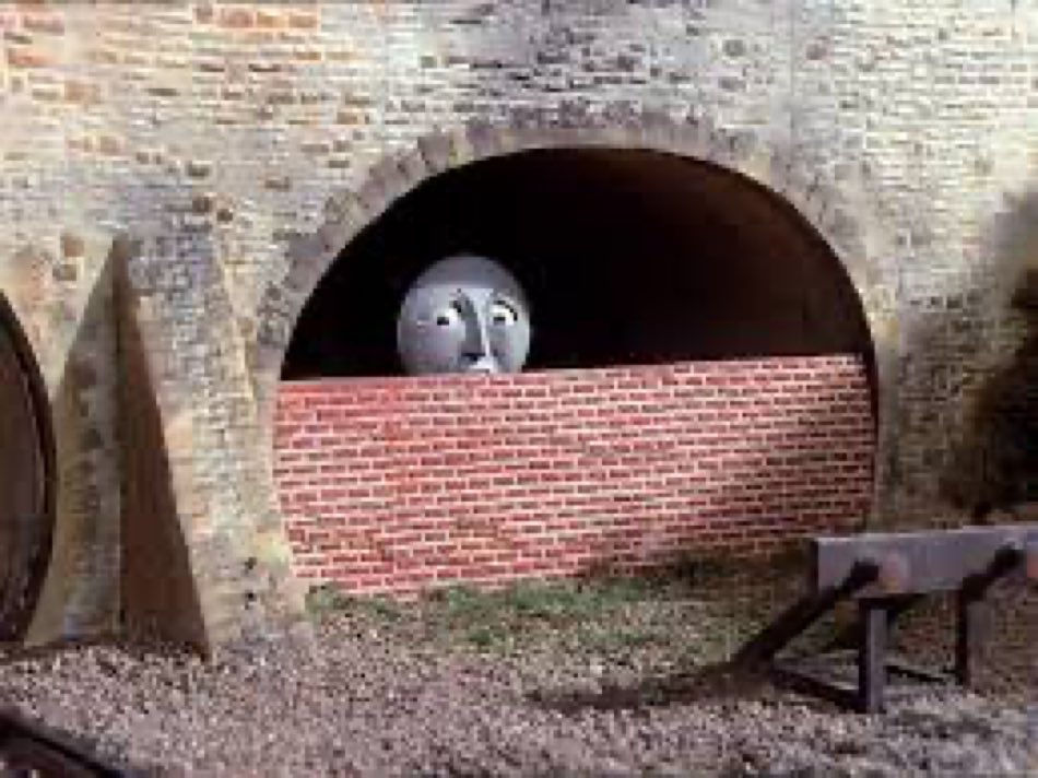 “Why have you bricked Henry into the tunnel?” Thomas asked the Fat Controller “He’s a Tory and the greedy bastard doesn’t want to be re-nationalised.” Replied the Fat Controller.