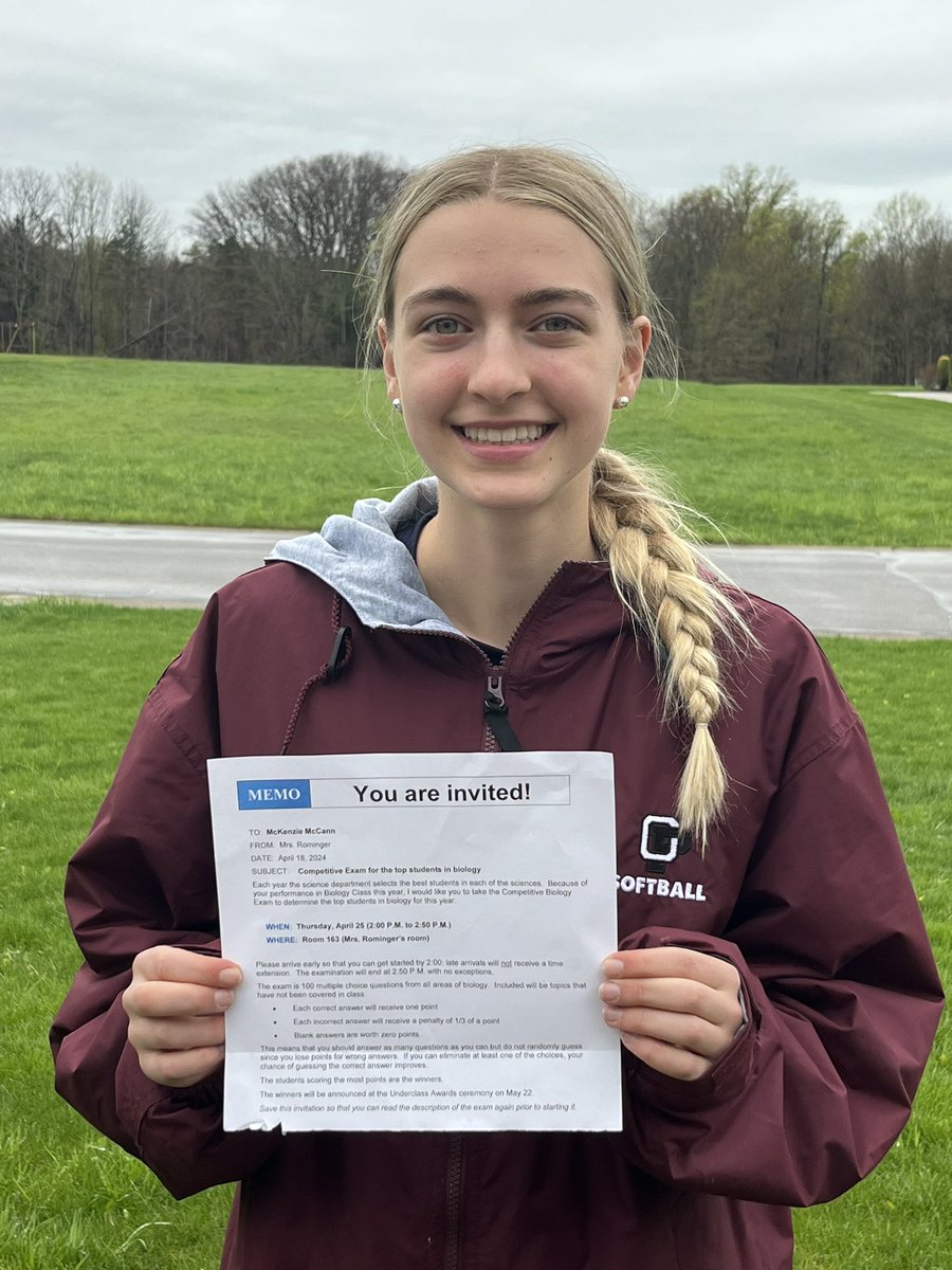 I am so honored to have been chosen to take the Competitive Biology Exam for being one of the top students in Biology!  🔬🧬📘#studentathlete #scholarathlete @NFVBJuniors @WSMagic09McCann