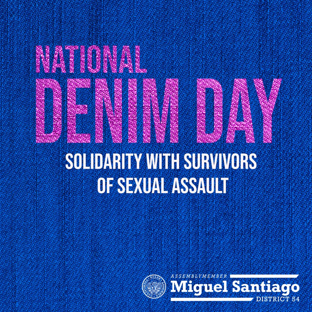 We are standing up for Denim Day and it’s the 25th anniversary! 👖👖
 
We must unequivocally stand with survivors of sexual violence, and against survivor blaming. #EndSexualViolence