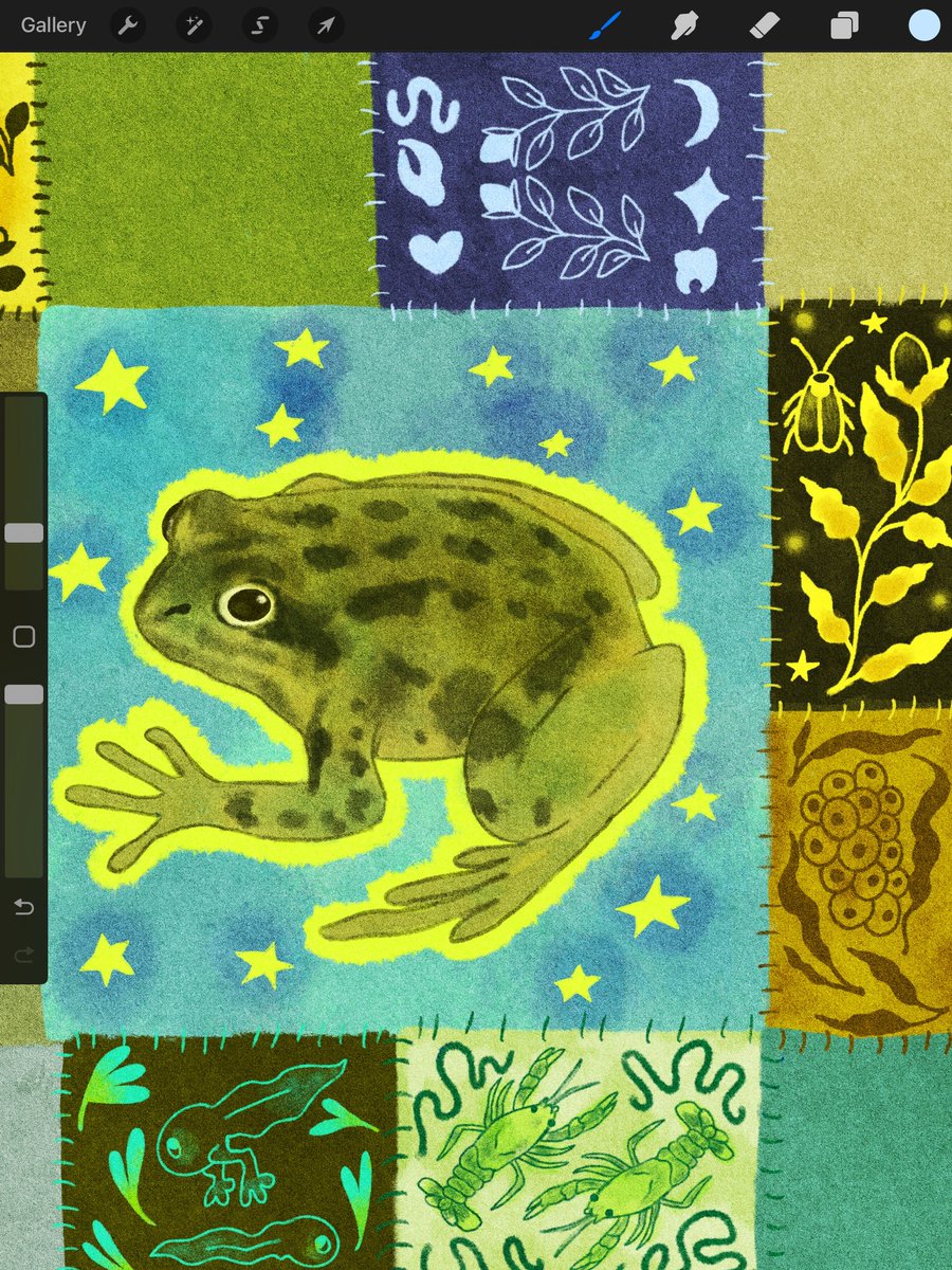 Finally working on my frog quilt again 🐸