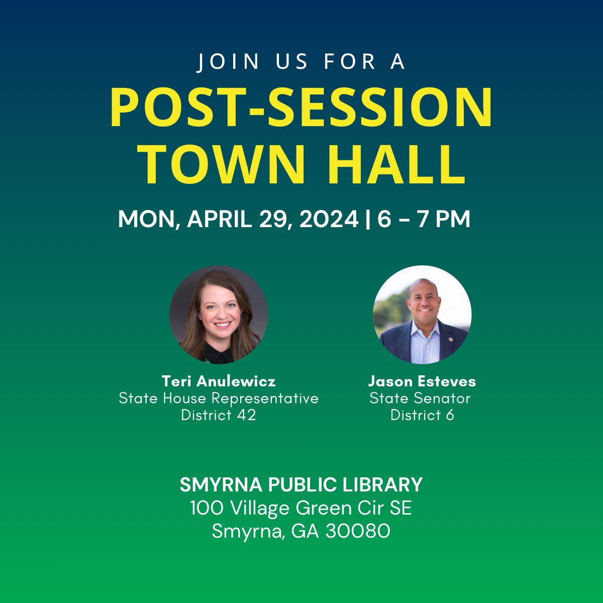 Join @tanulewicz and I for a post-session wrap up next Monday at the Smyrna Library!