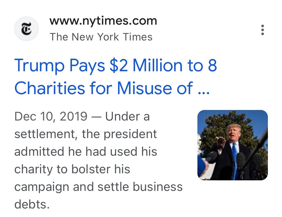 #ProudBlue #DemsUnited Remember when the Big Grift had to disband his charity because they were misusing funds for kids? And he and his adult children were barred from serving on any NY charity board? Many people (and the MSM) seem to forget. Or is this just normal now?