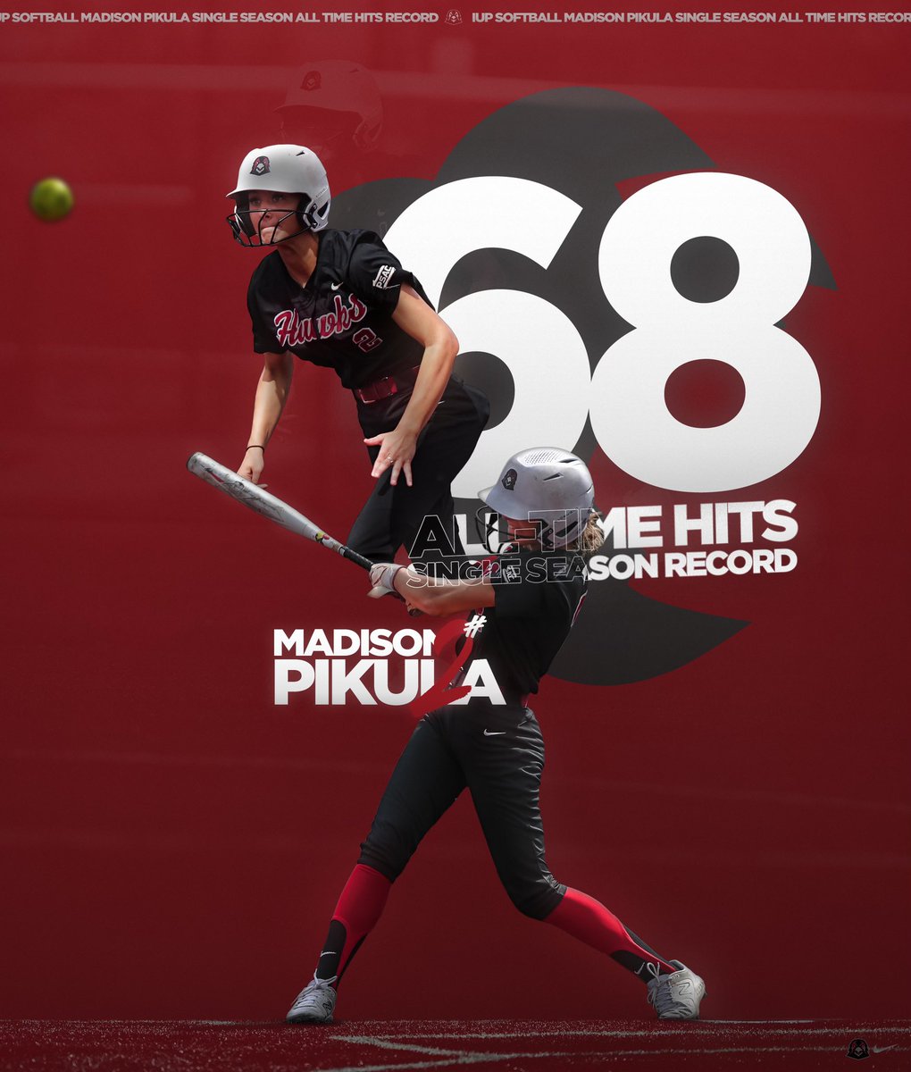 IUPsoftball's tweet photo. Madison Pikula sets the IUP single season hits record after legging out an infield single. 

With stats from the Cal U game now official, Pikula has 68 hits on the season and counting. 

#TalonsUp https://t.co/EV3DoBkxi2