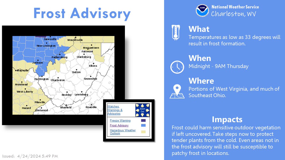 Frost advisory for tonight across parts of the area. #ohwx #kywx #vawx #wvwx