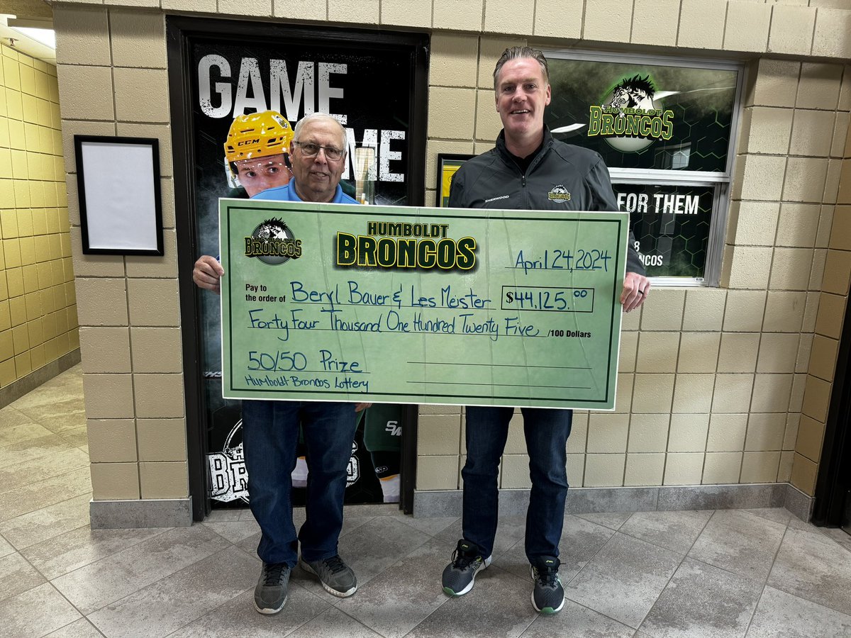 Congratulations to our Humboldt Broncos 30th Anniversary Lottery 50/50 winner! Thank your for all your support!