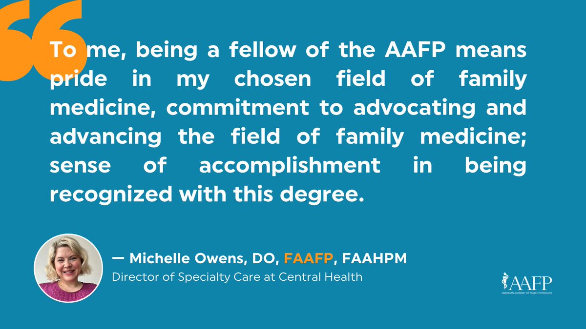 To Dr. Michelle Owens, being an #AAFP fellow signifies her commitment to family medicine and her dedication to advancing the profession: bit.ly/3uqdygB