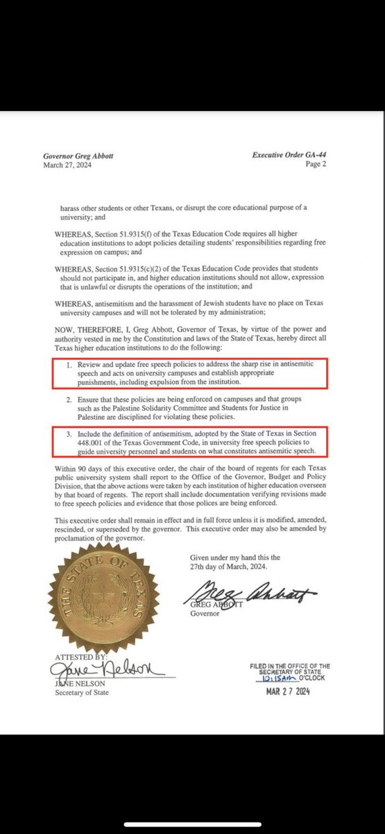 Not everyone on the right has been on board with @GregAbbott_TX’s approach to Israel/Hamas-related activity on college campuses. (Rufo’s tweet refers to Abbott’s order for schools to discipline “the sharp rise in antisemitic speech and acts on university campuses.”) #txlege