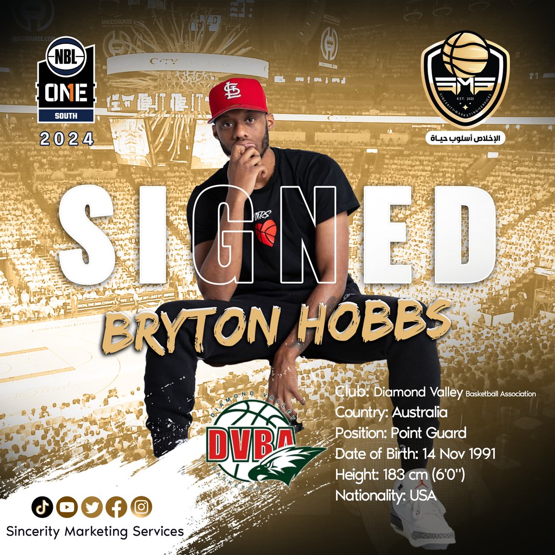 SMS_Egypt's tweet photo. Our Champ Player Bryton Hobbs @iso_hov signed with Diamond Valley @DVBasketball in Australia for NBL 1 South Division @NBL1 , season 2024.

وقع لاعبنا البطل برايتون هوبس مع فريق دياموند ڤالي في أستراليا بدوري NBL 1 القسم الجنوبي، موسم ٢٠٢٤.
#basketball #sms #nbl1 #sincerity https://t.co/AFZGAWHlUC