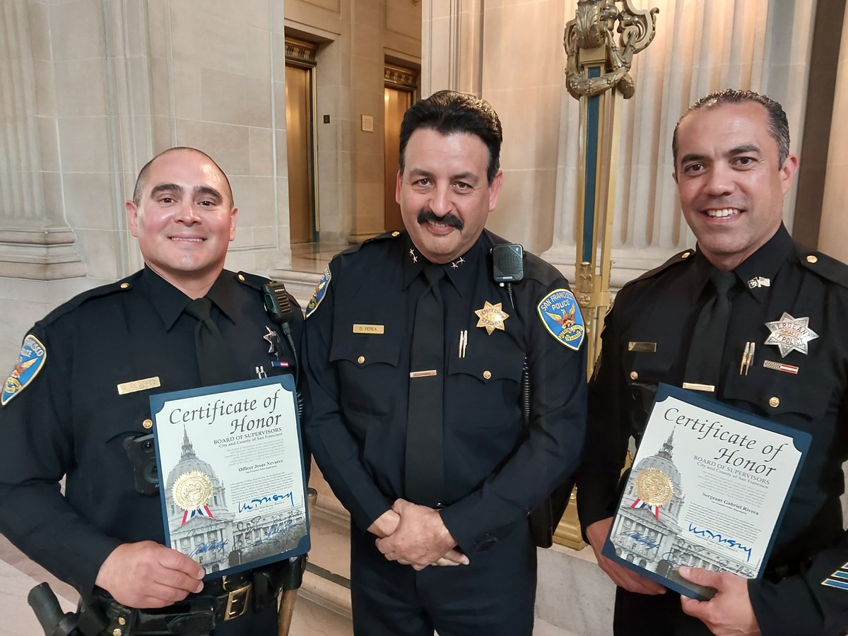 SFPDPerea's tweet image. Congratulations on the recognition of your leadership @sfpd Sgt Rivera and Officer Nevarez.