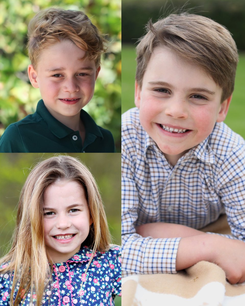 The Wales children for their 6th birthday portrait 👑🎉❤️ :

•Prince George's 6th birthday on July 22nd 2019 🌴
•Princess Charlotte's 6th birthday on May 2nd 2021 🌸
•Prince Louis's 6th birthday on April 23rd 2024 🎈